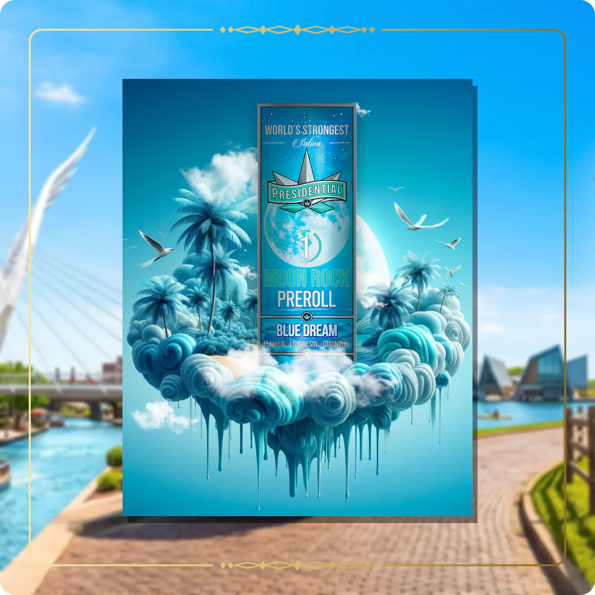 Blue Dream Presidential pre-roll variant 2 for the Oklahoma retailers page