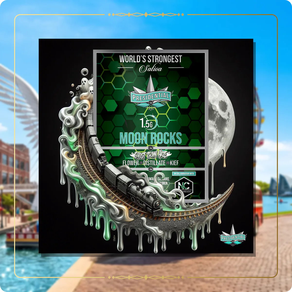 Ghost Haze Train Presidential Moon Rock for the Oklahoma home collection