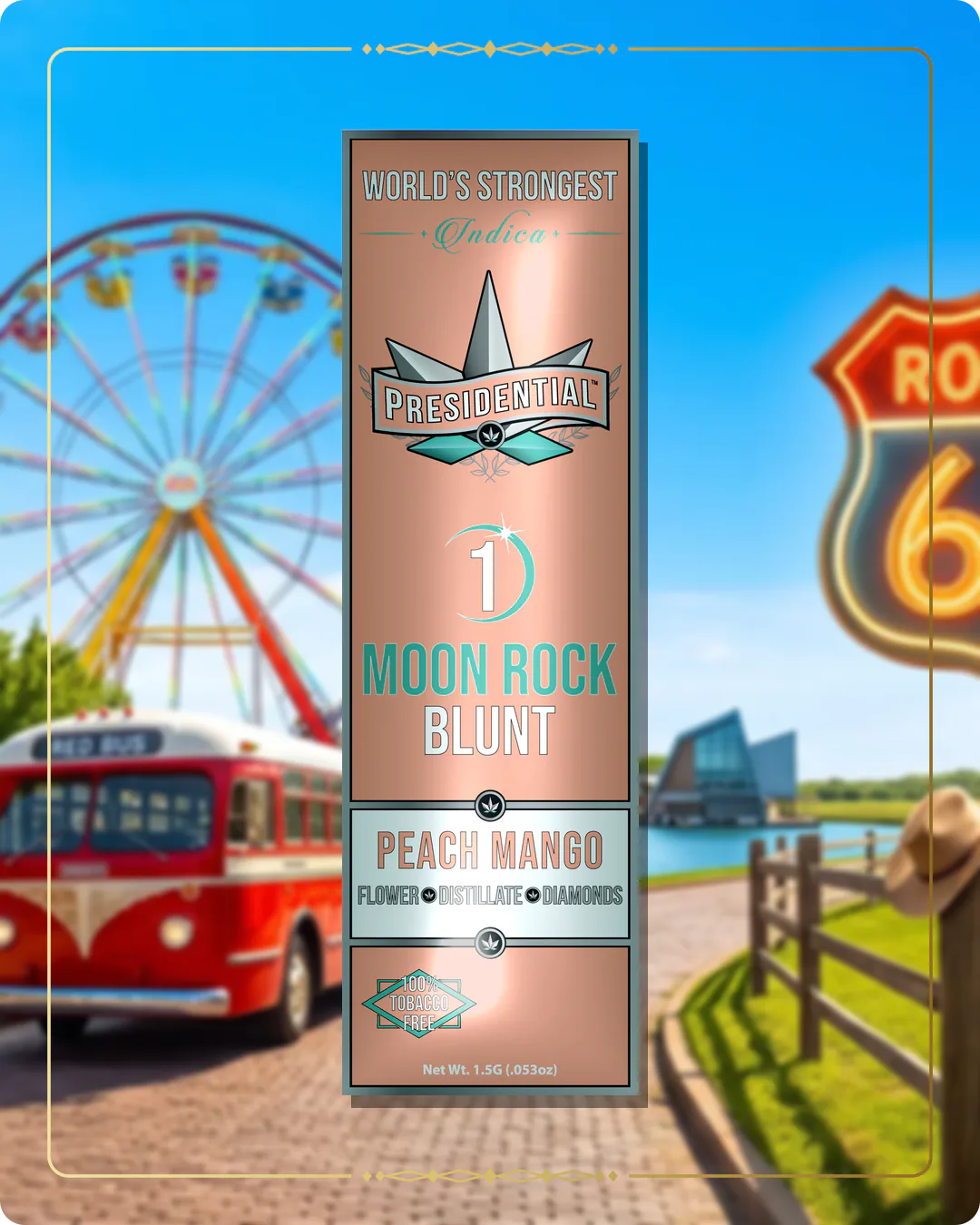 Peach Mango Presidential blunt variant 2 for the Oklahoma brand story