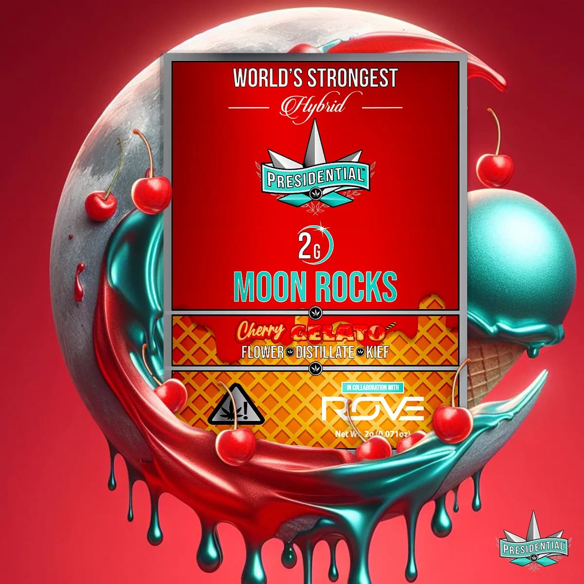 Presidential Cherry Gelato Moon Rocks package for Oklahoma retail