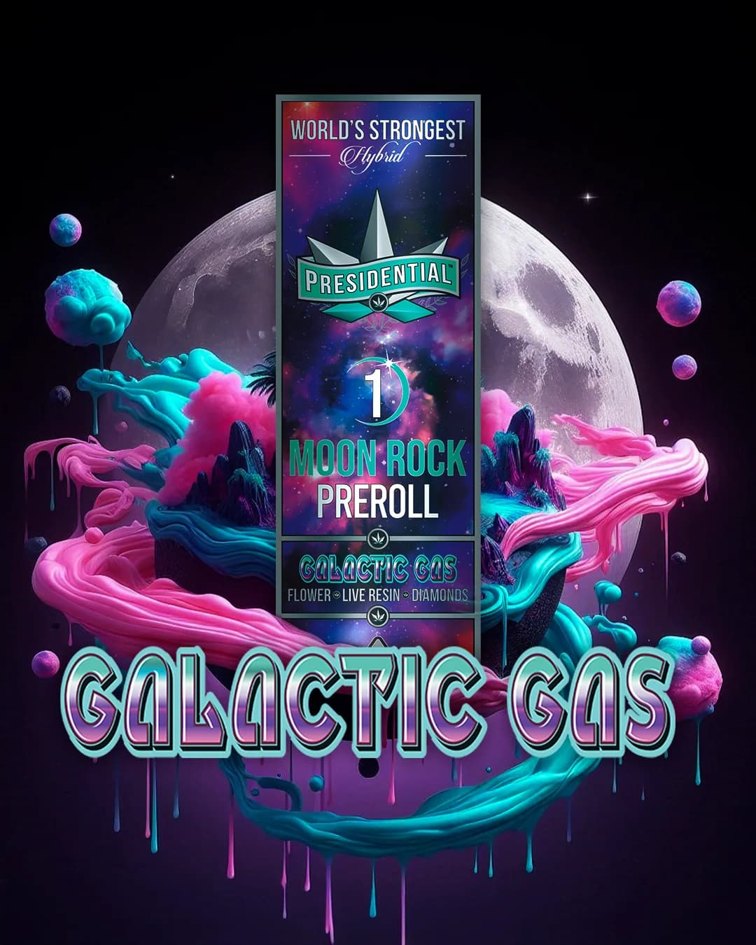 Presidential Galactic Gas infused pre-roll package in cosmic gold