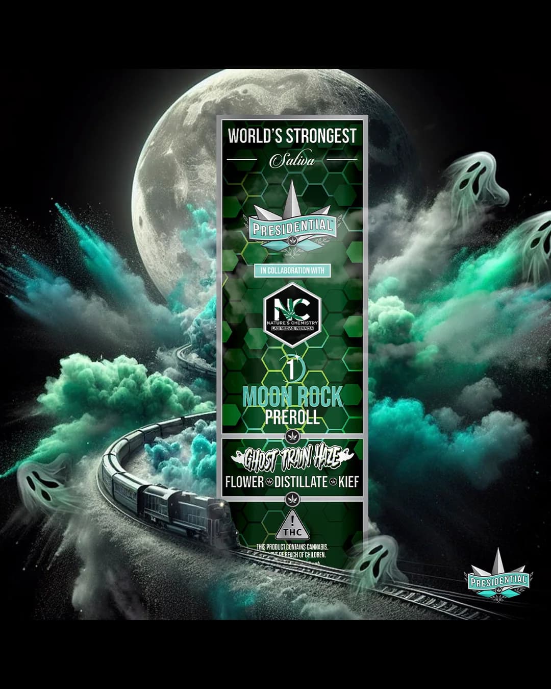 Presidential Ghost Haze Train infused pre-roll package