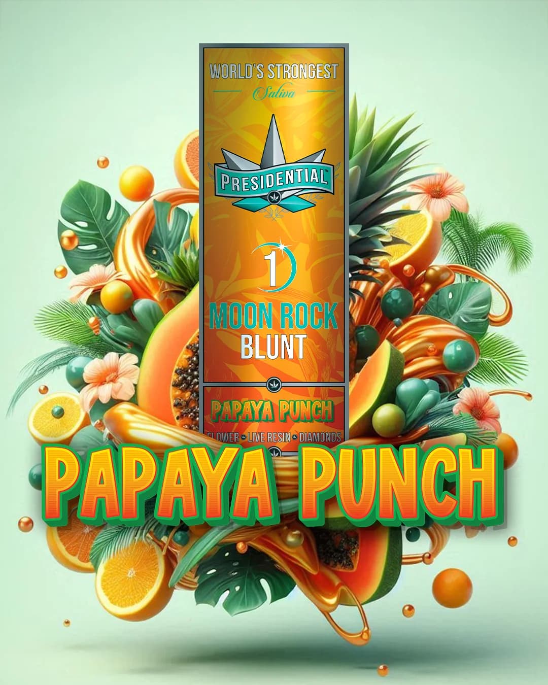 Presidential Papaya Punch blunt package for store presentation