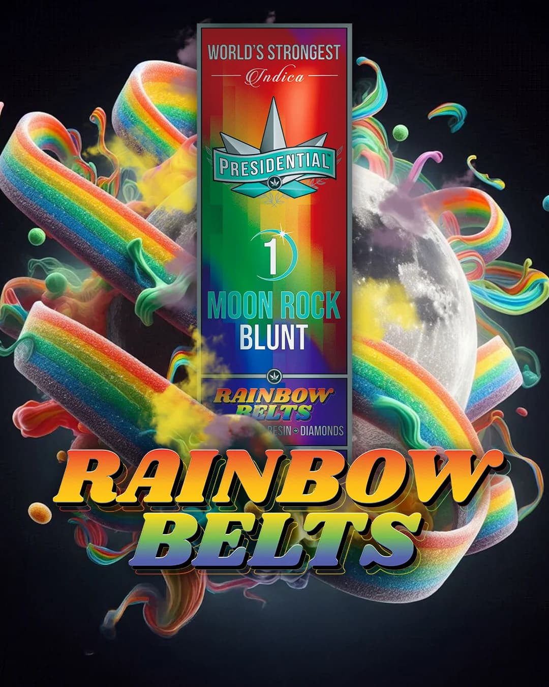 Presidential Rainbow Belts blunt package for Oklahoma buyers